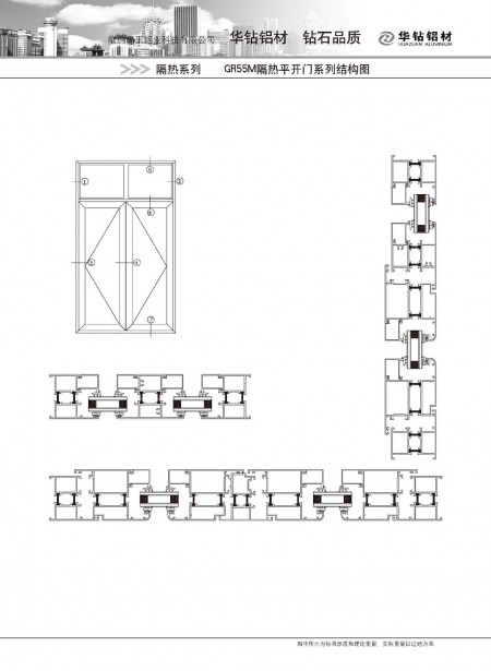 GR55M隔熱平開門系列結構圖